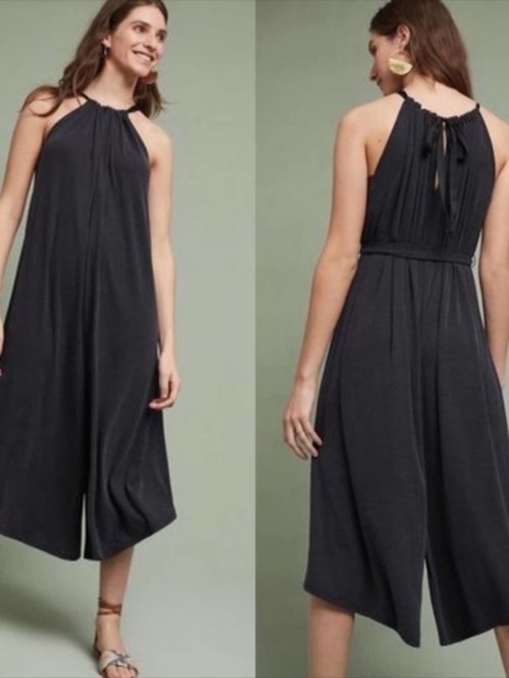 Anthropologie HD in Paris Jacenta Ribbed Wide Leg Jumpsuit in Black XS